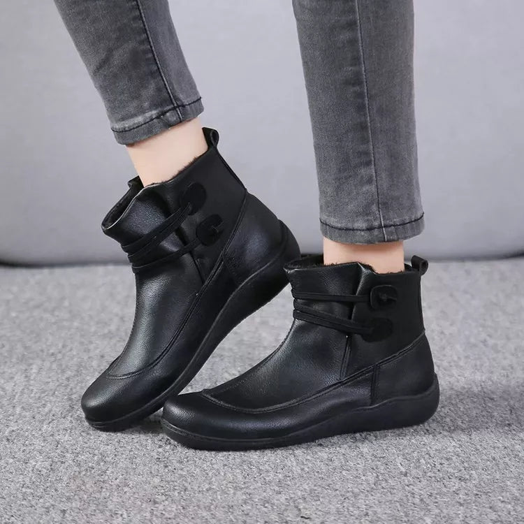 Button Detail Ankle Boots - Black