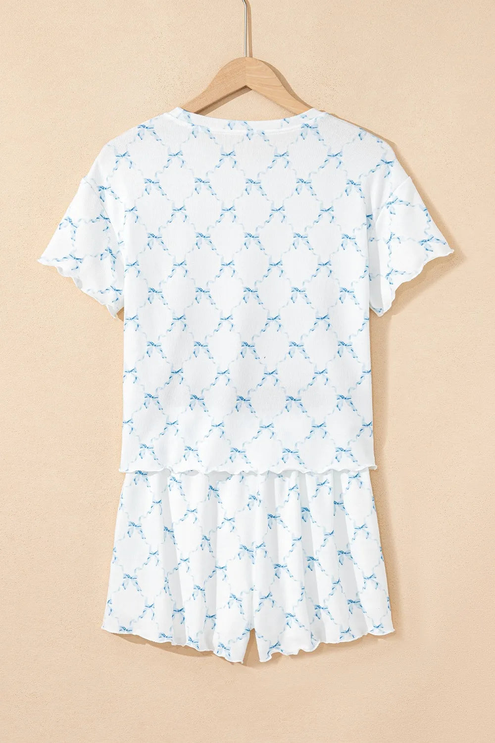 Printed Round Neck Top and Shorts Two-Piece Lounge Set -