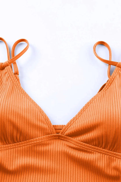 Drawstring Plunge One-Piece Swimwear -
