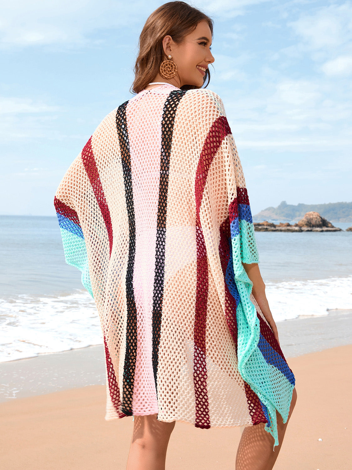 Openwork Color Block Plunge Cover-Up | AdoreStarr