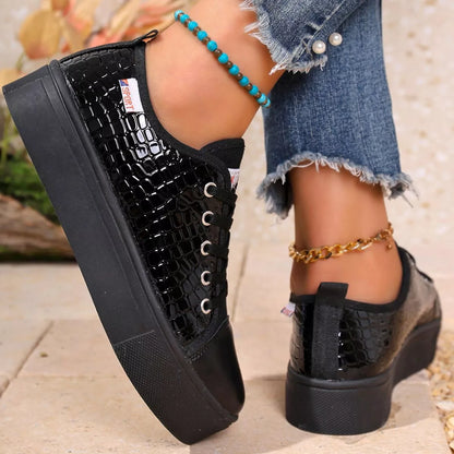 Round Toe Platform Sneakers -