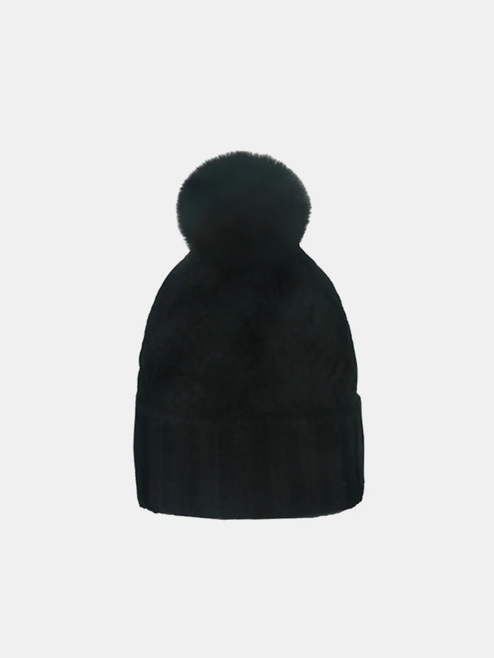 Roll Rim Cable-Knit Hat - Black One Size