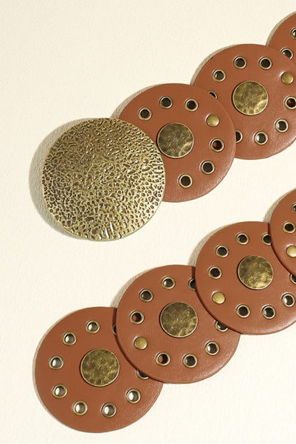 Round Shape PU Leather Belt -