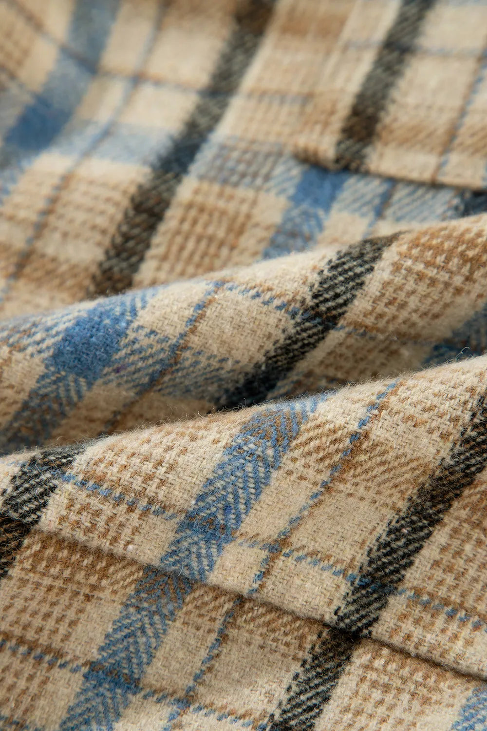 Waffle Knit Patchwork Hooded Plaid Shacket - Multicolor