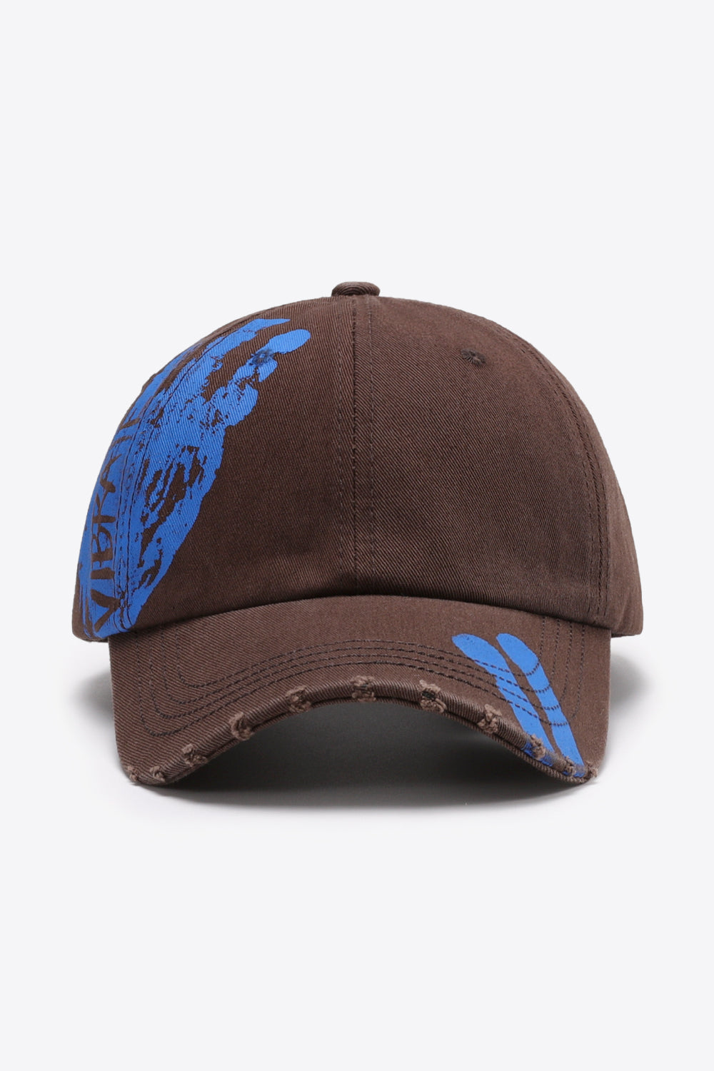 Graphic Distressed Adjustable Baseball Cap - Chestnut One Size