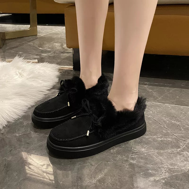 Fuzzy Round Toe Slip-Ons -