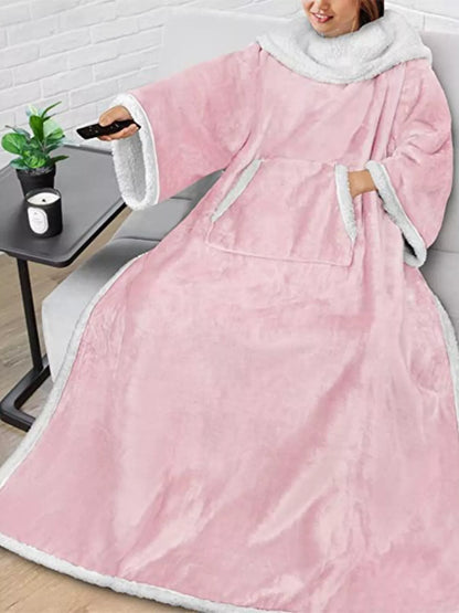 Oversized Wearable Blanket Hoodie Lounge Nightgown - Pink One Size