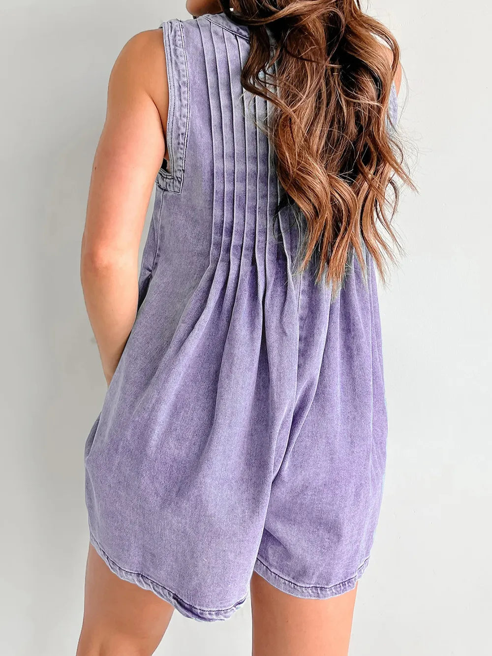 Tied Romper with Pockets - Lavender
