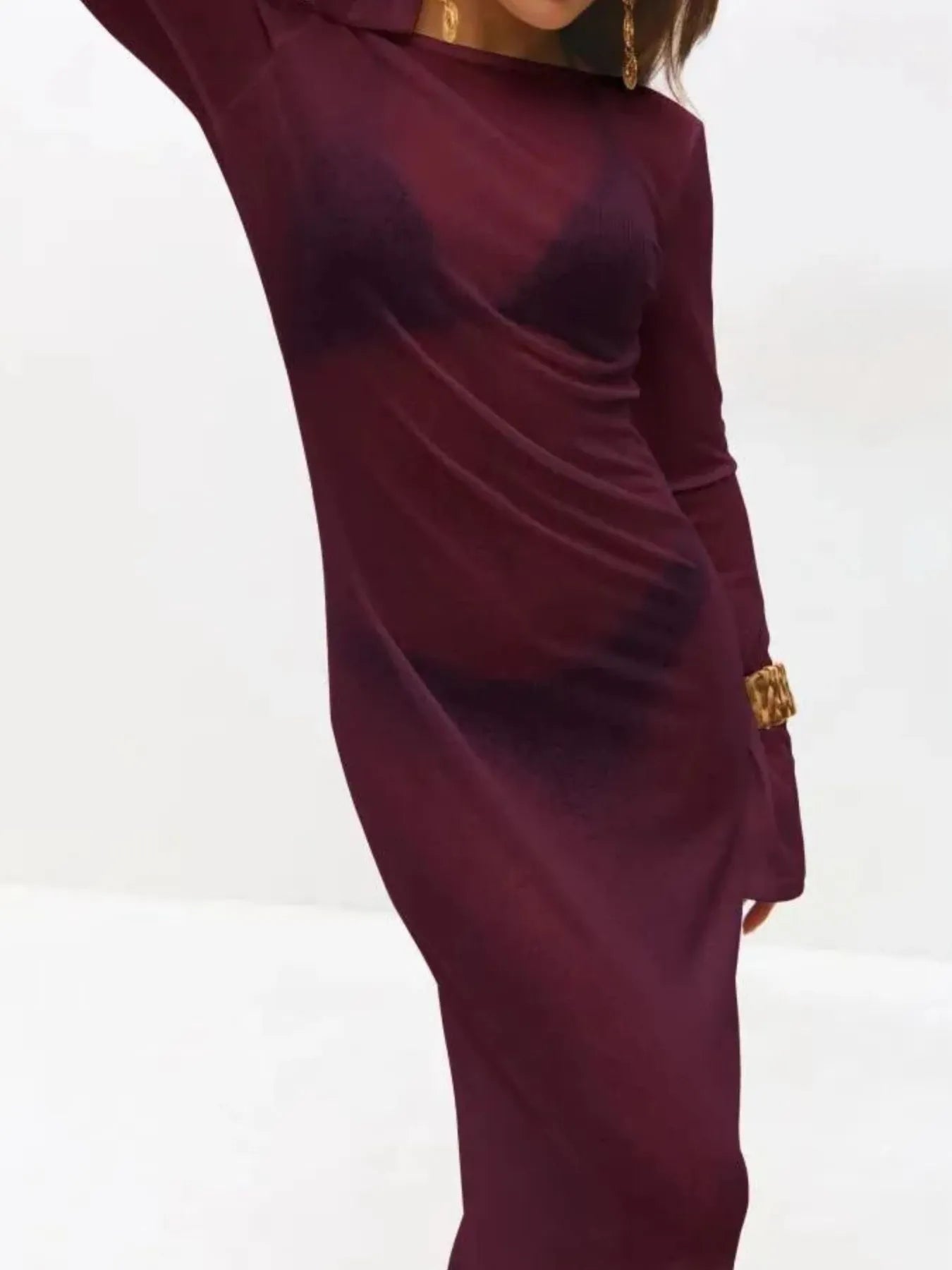 Backless Long Sleeve Maxi Cover-Up -