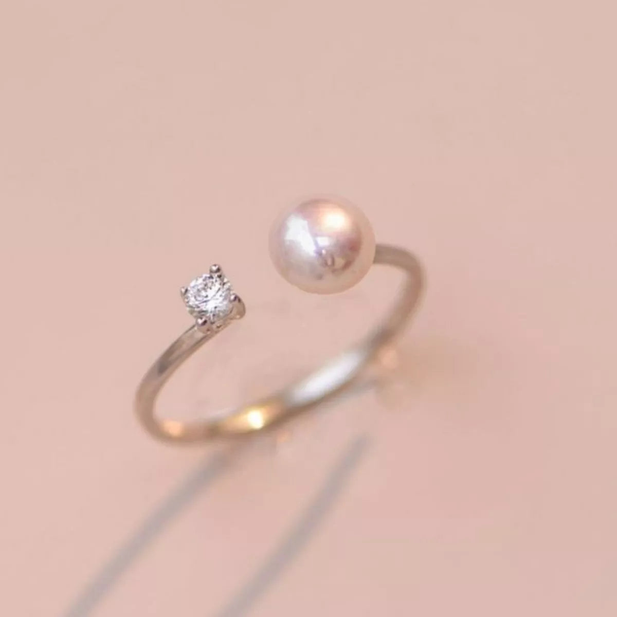 Sterling Silver Pearl Open Ring -