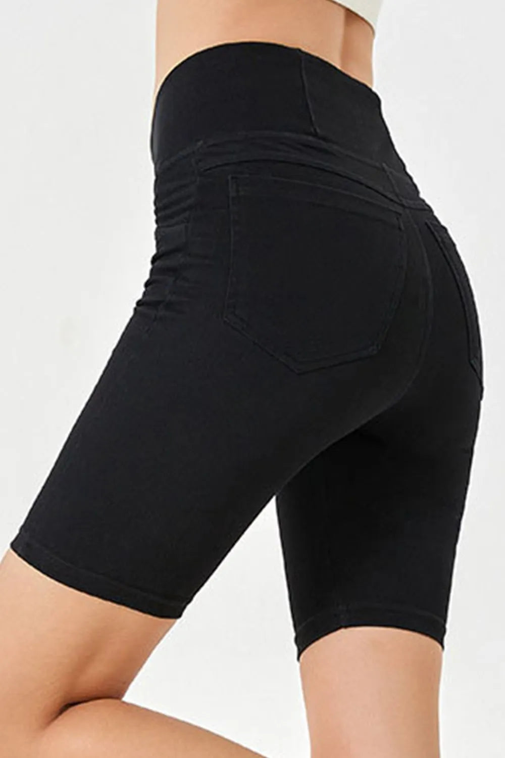 Asymmetrical Waist Denim Shorts -