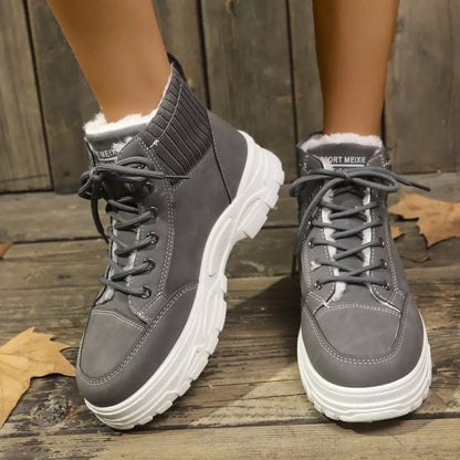 Plush Lining Lace Up Boots -