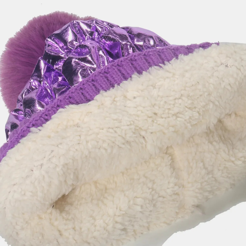 Thermal Knit Hat with Pompom -