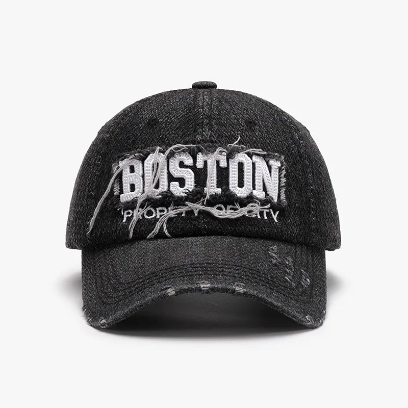 Letter Adjustable Cotton Baseball Cap - Black One Size