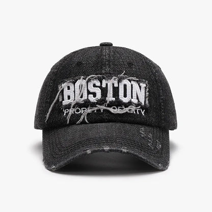 Letter Adjustable Cotton Baseball Cap - Black One Size