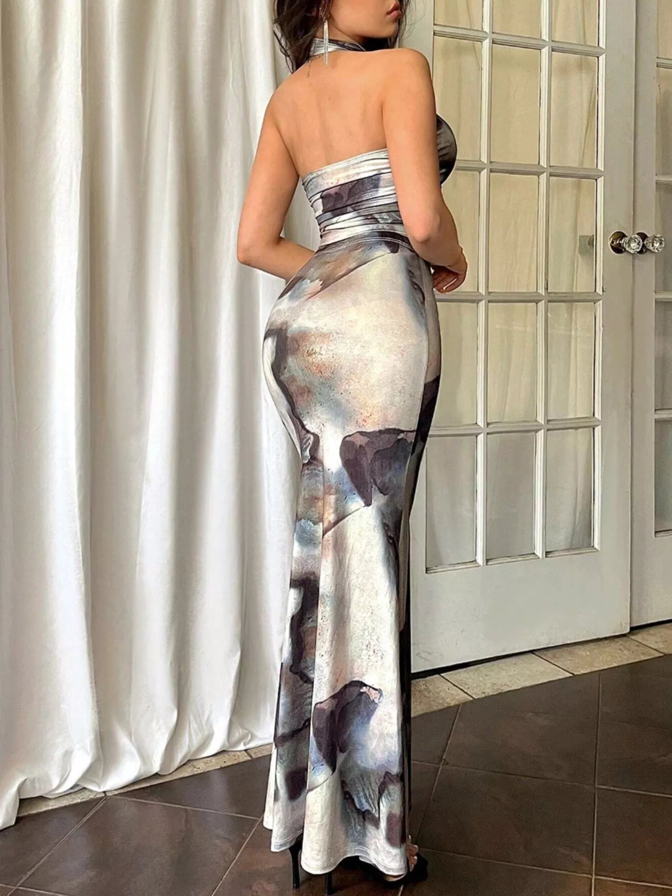Tie-Dye Halter Top and Mermaid Skirt Set -