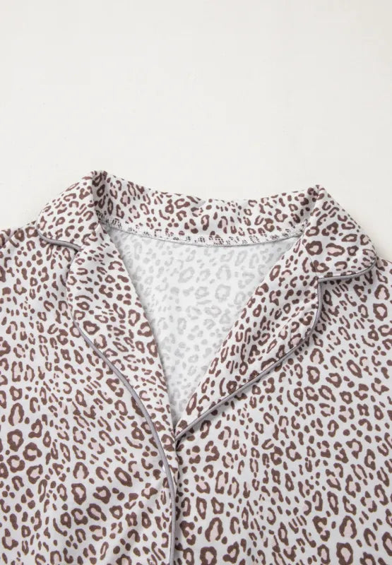 Leopard Long Sleeve Top and Pants Lounge Set -