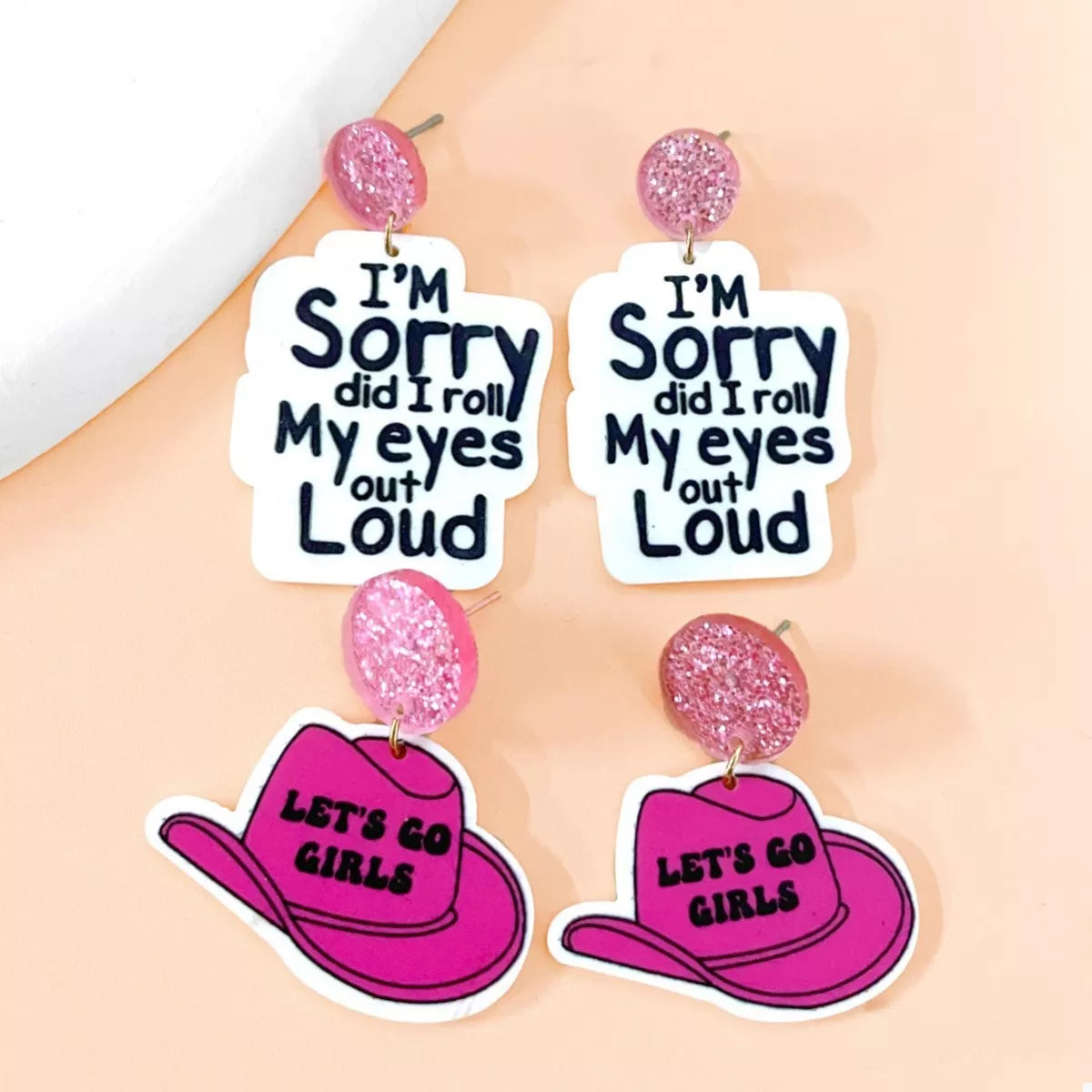 2-Pair Sequin Hat Dangle Earrings -