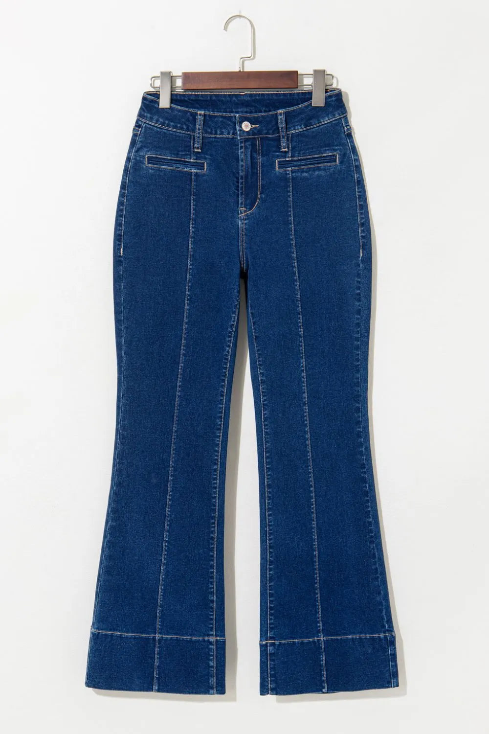 Center Seam Deep Wash Straight Jeans -