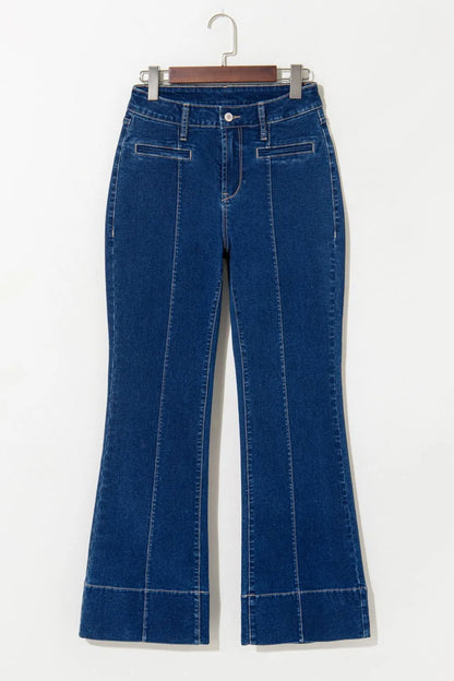 Center Seam Deep Wash Straight Jeans -