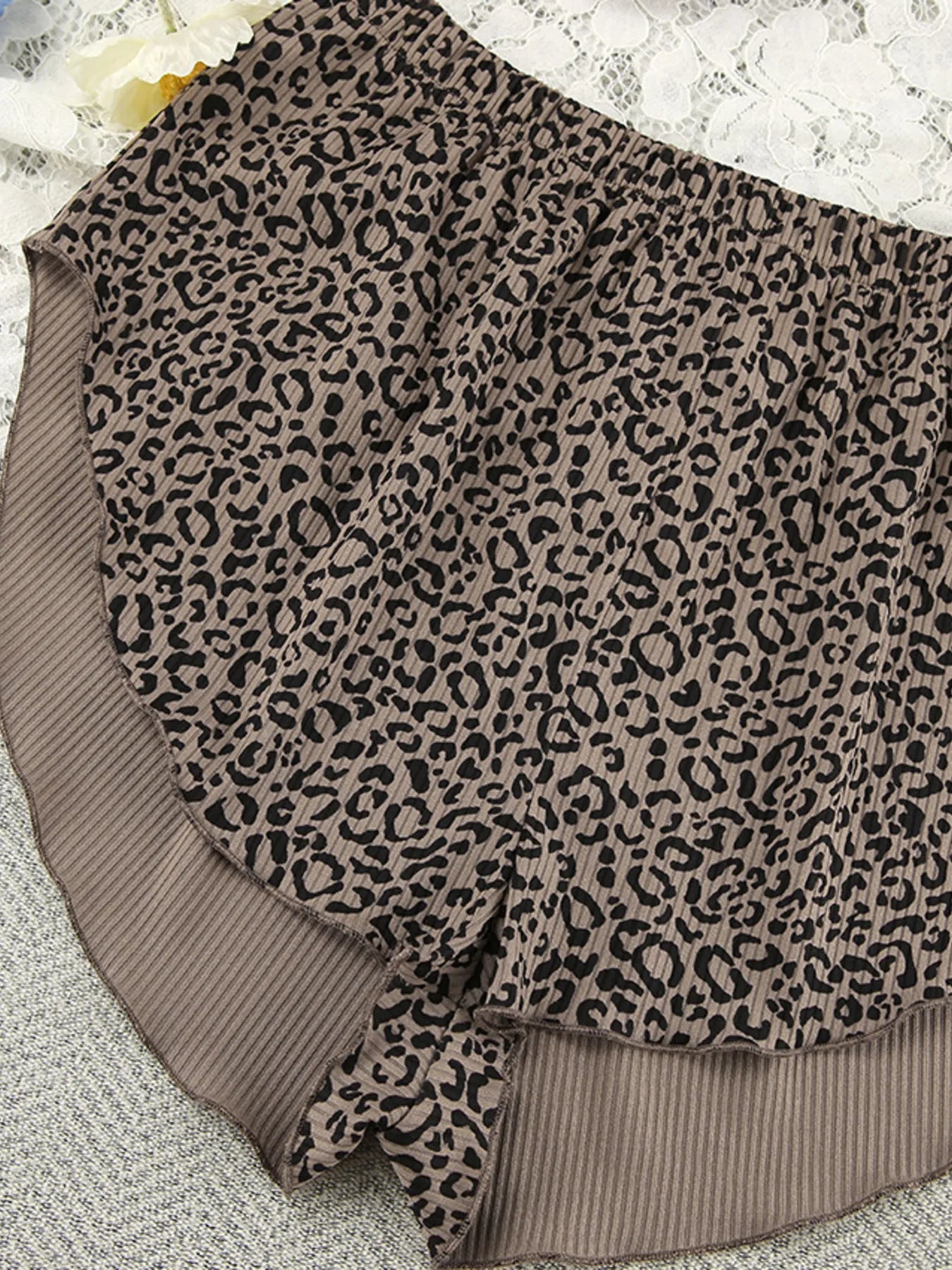 Leopard Cami Cardigan and Shorts 3-Piece Set -