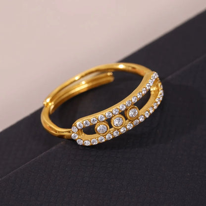 Moving Crystal Bar Necklace and Ring Jewelry Set -