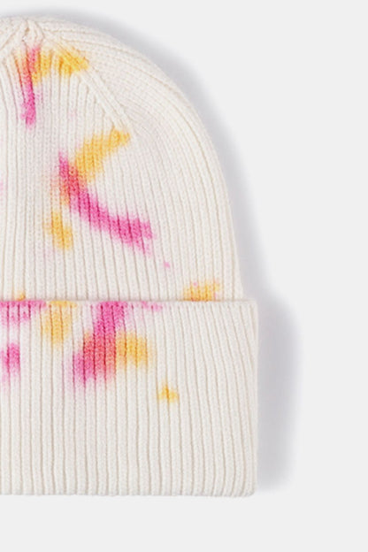 Tie-Dye Cuffed Rib-Knit Beanie Hat -