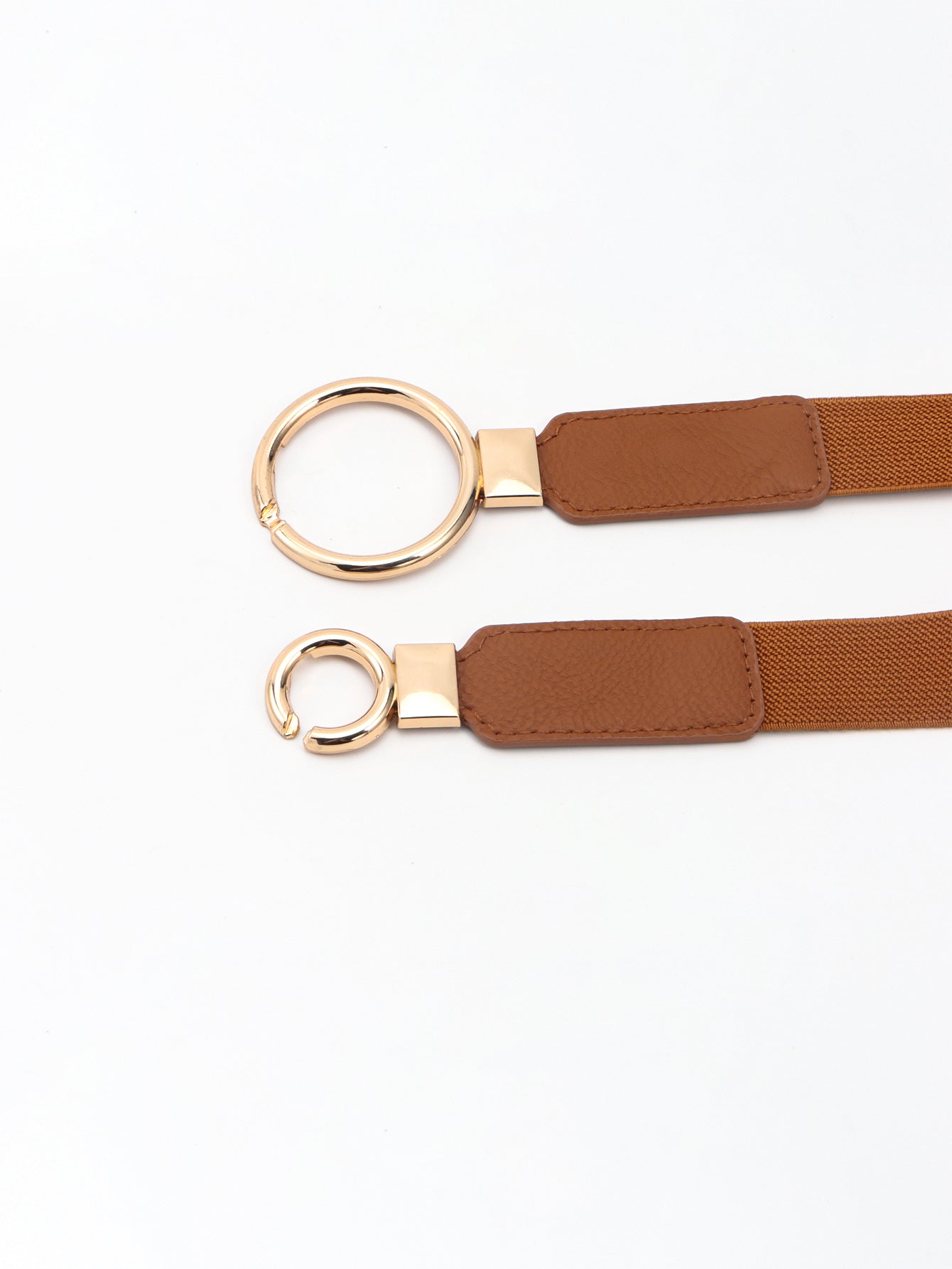 Double Ring Buckle Elastic PU Belt -