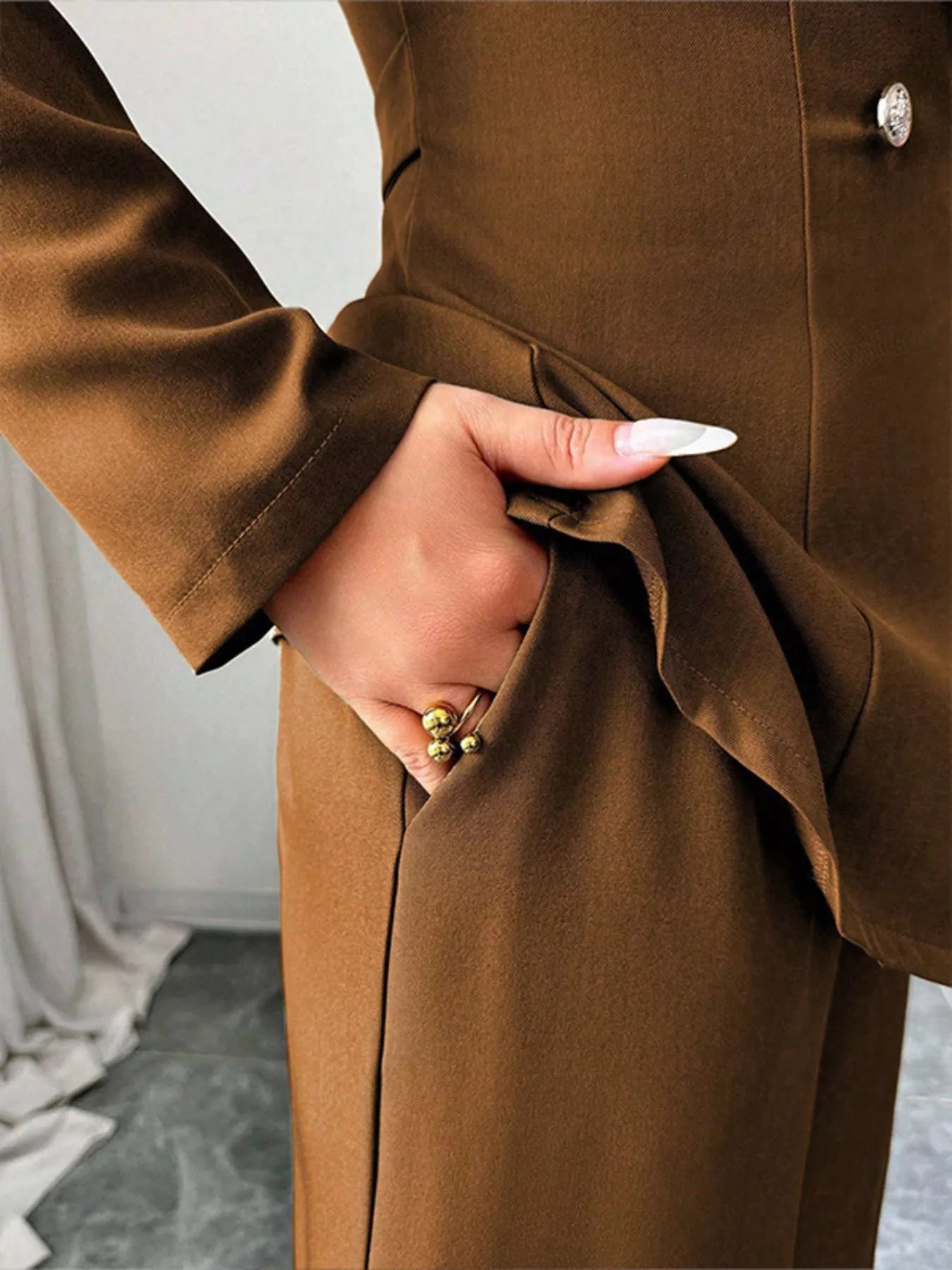 One Button Blazer and Pants Set -