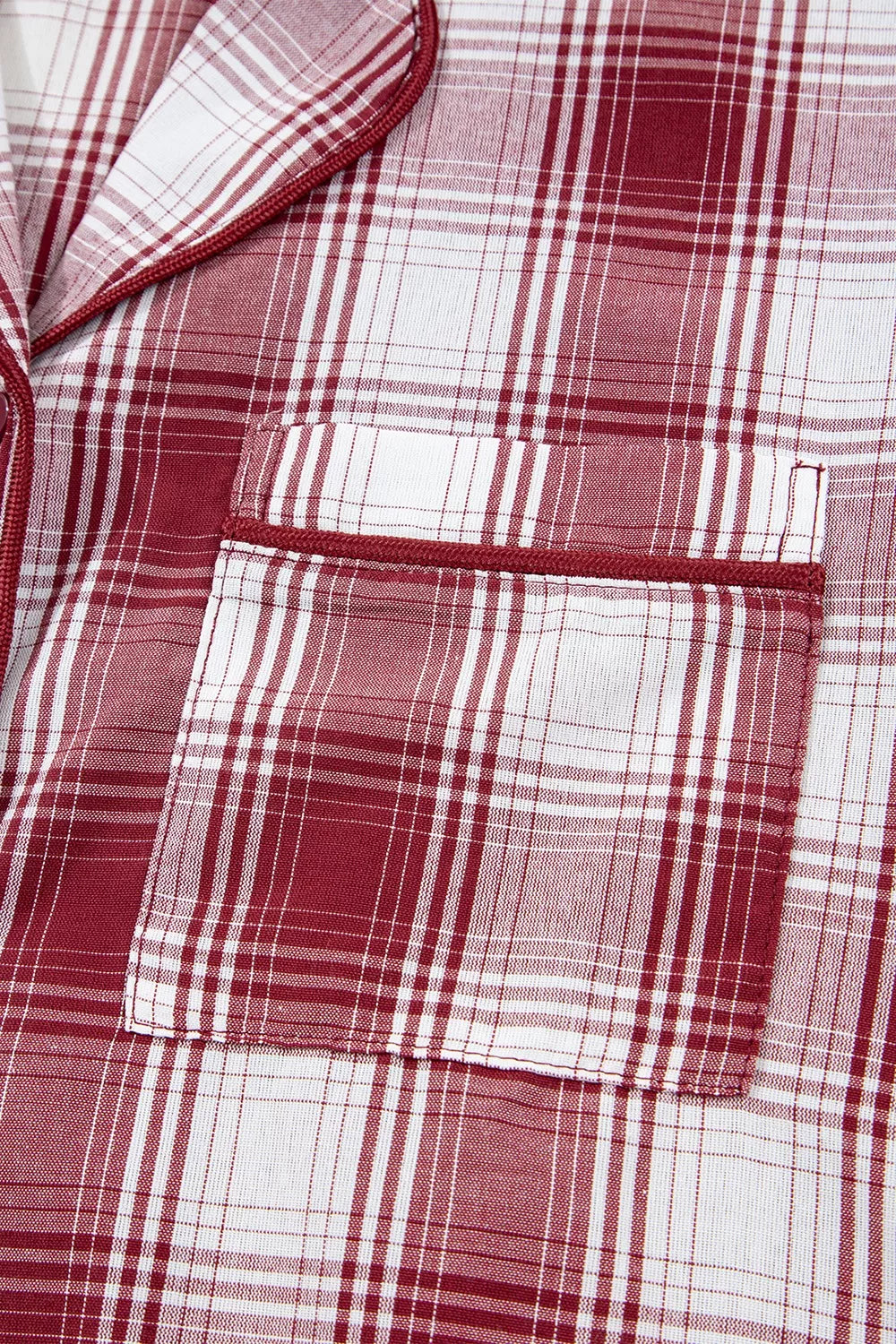 Plaid Long Sleeve Shirt and Drawstring Shorts Lounge Set -