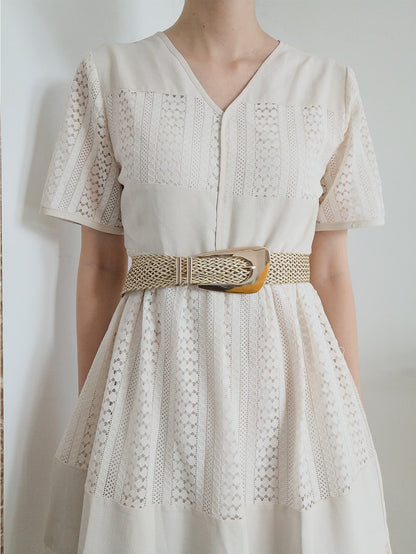 Irregular Buckle Braid Belt - Gold One Size