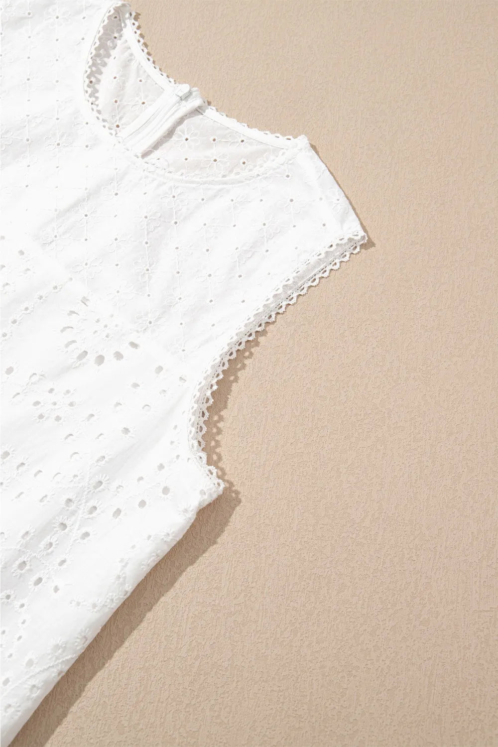 Floral Eyelet Embroidered Sleeveless Shift Dress -