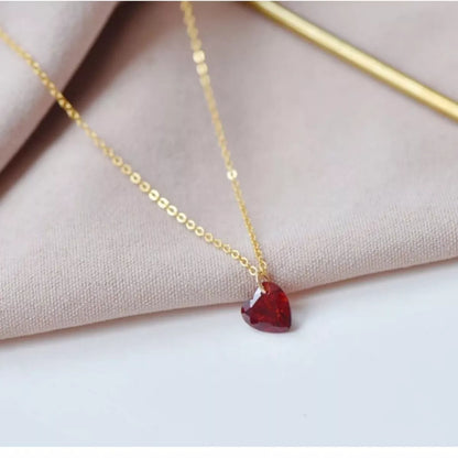 Sterling Silver Zircon Heart Necklace - Gold One Size