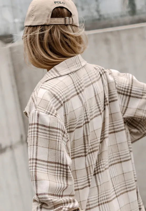 Plaid Removable Hood Button Up Shacket -