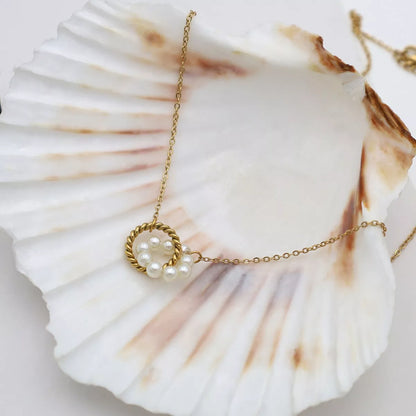 Pearl Twisted Pendant Necklace -