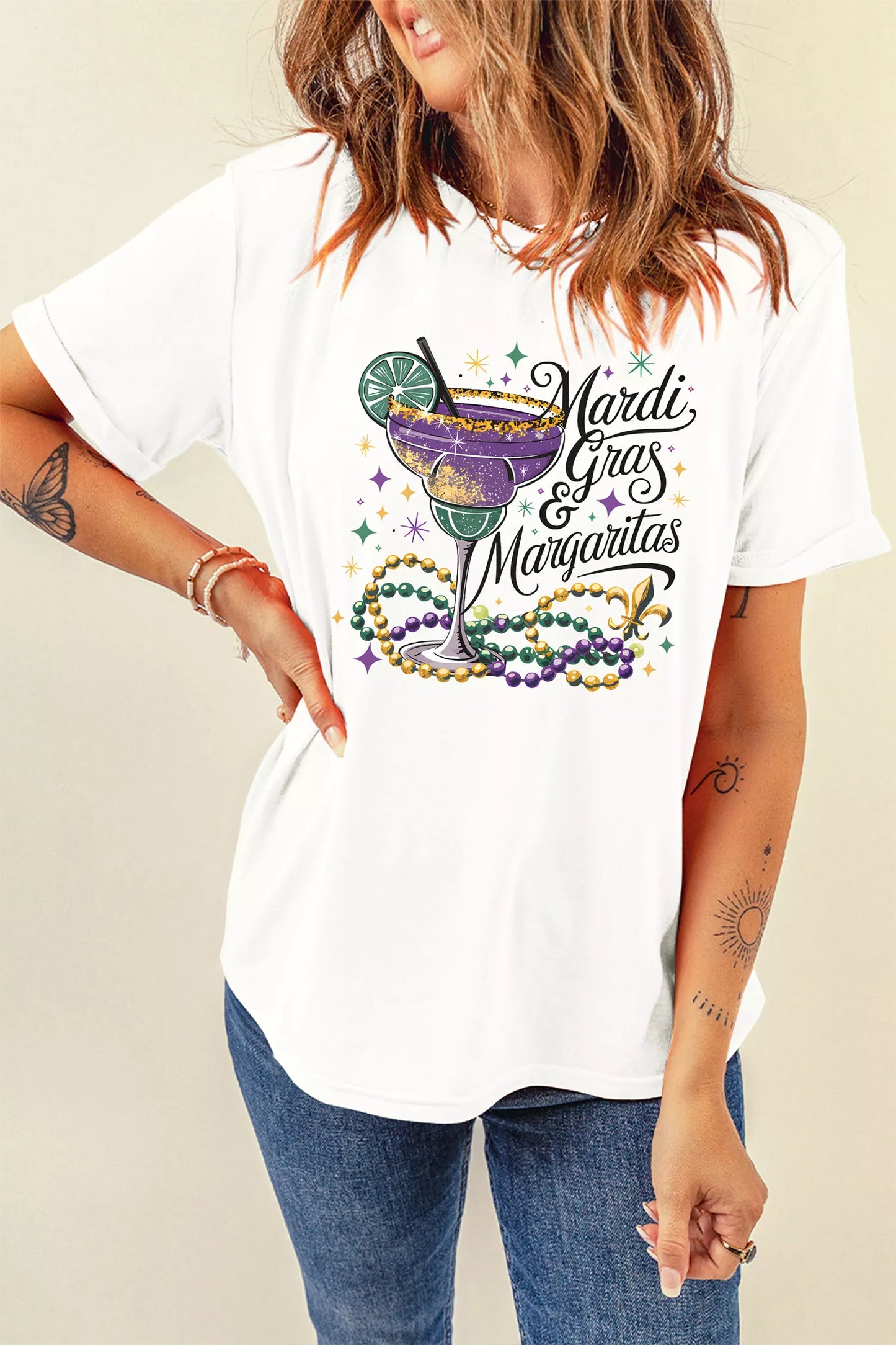 Mardi Gras Margaritas Cheerful Graphic Tee -