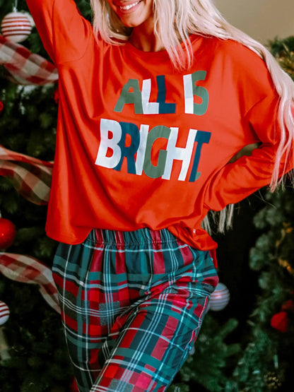 ALL IS BRIGHT Graphic Plaid Pajamas Set -