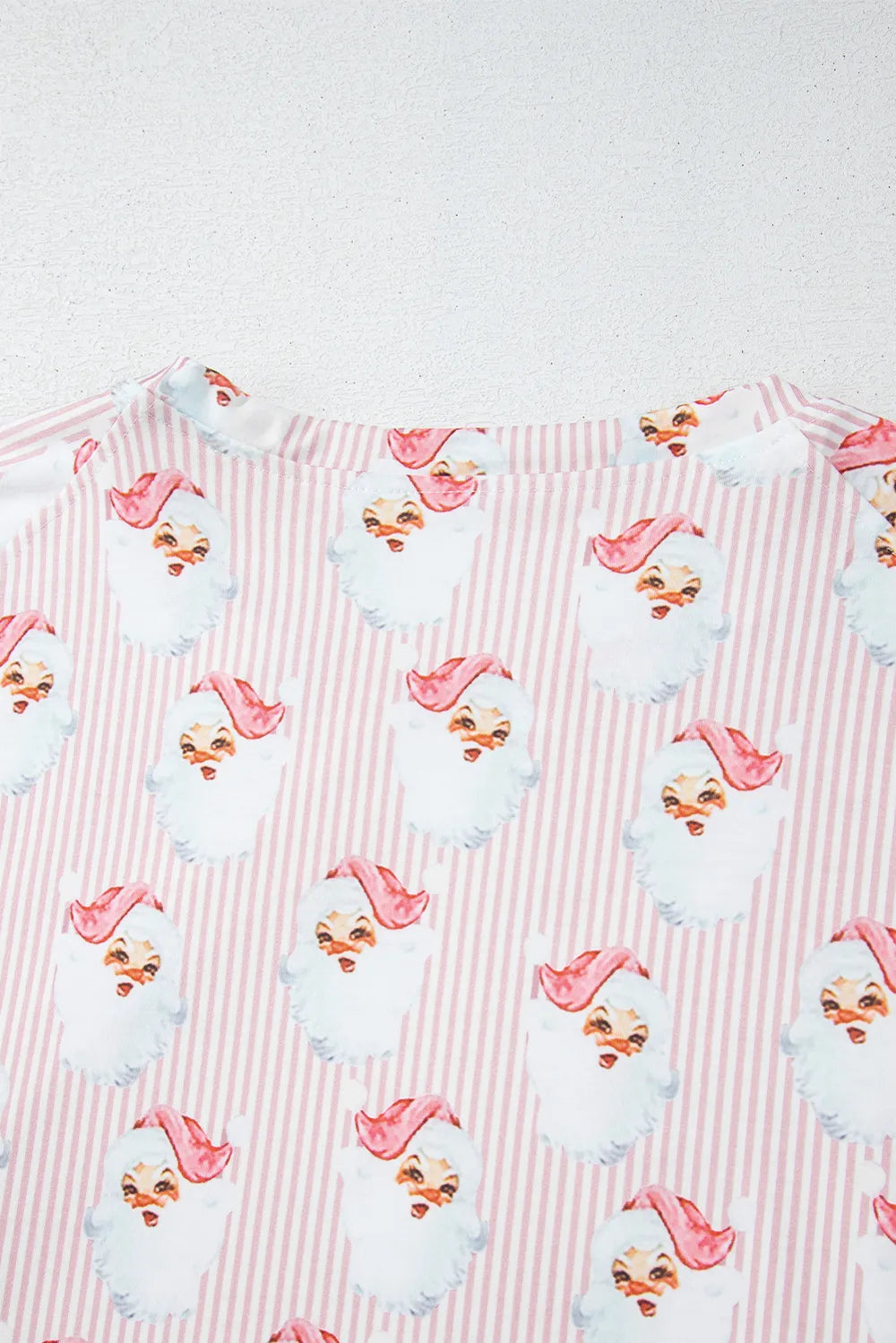 Santa Print Long Sleeve Top and Pants Lounge Set -