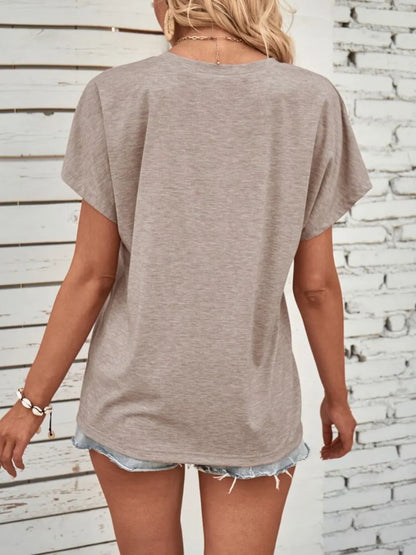Half Button Short Sleeve Top -