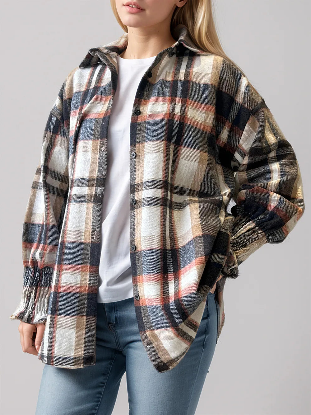 Plaid Button Up Long Sleeve Shirt - Multicolor