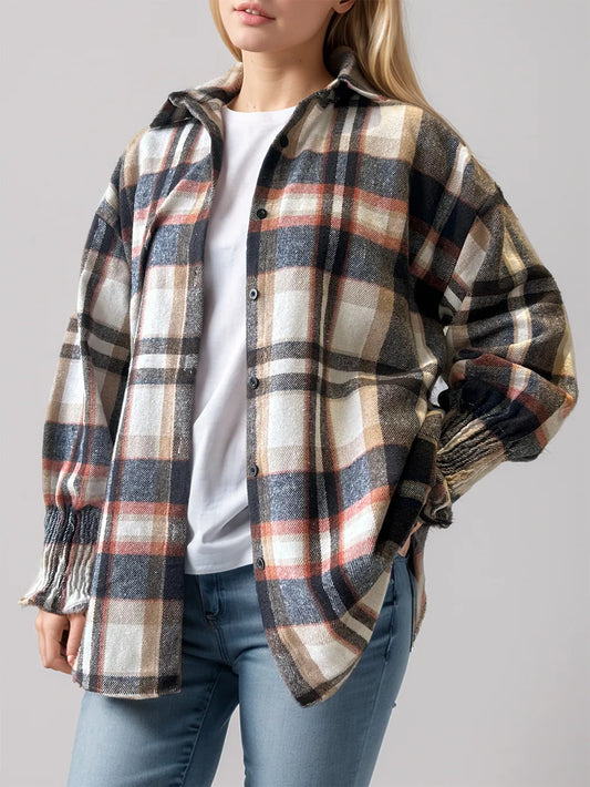 Plaid Button Up Long Sleeve Shirt - Multicolor