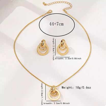 Gold-Plated Earrings and Pendant Necklace Jewelry Set -