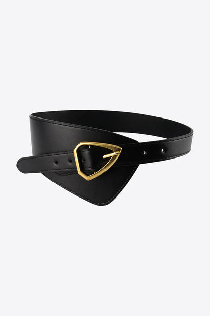 Irregular PU Leather Belt - Black One Size