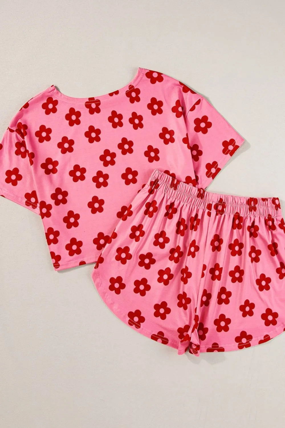 Floral Cropped Tee and Shorts Lounge Set -
