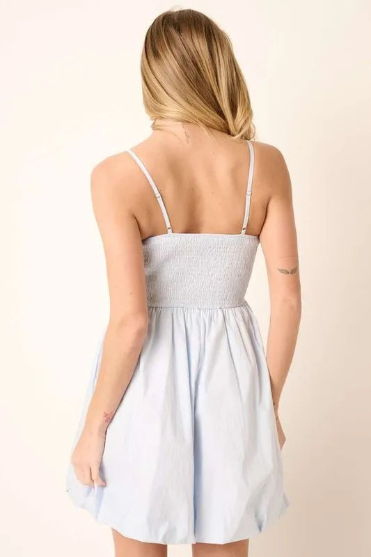 Ruched Detail Bubble Hem Mini Dress -