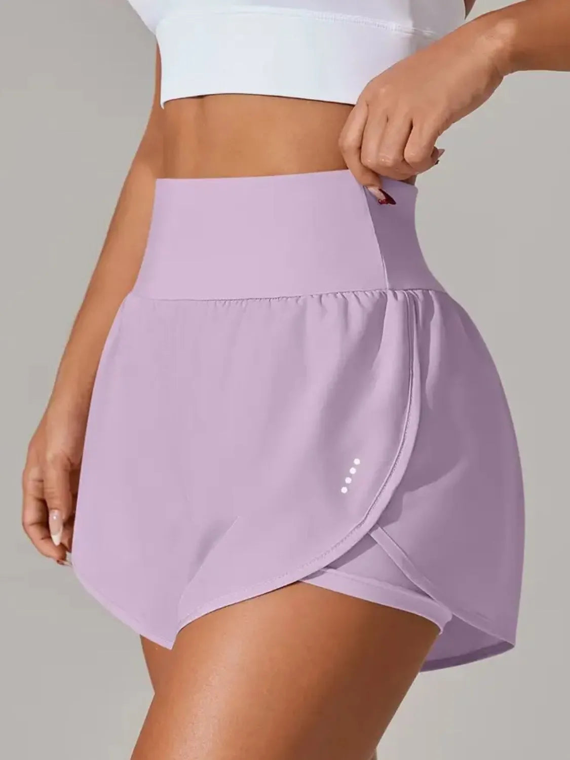 Pocketed High Waist Active Shorts - Pink Purple