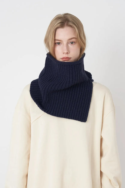Slit Pullover Knit Scarf - Dark Navy One Size