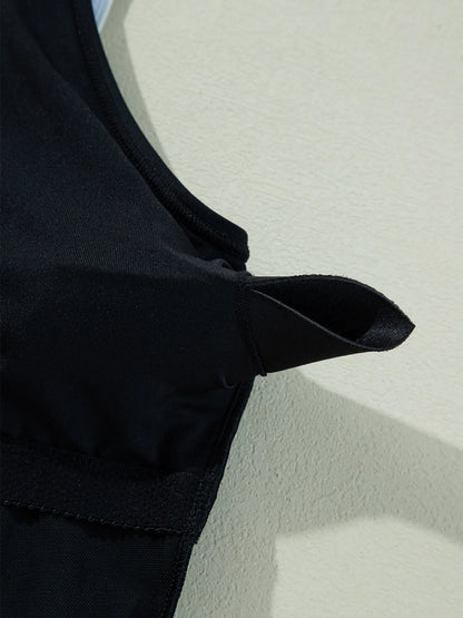 Ruffle Trim V-Neck One-Piece Swimsuit -