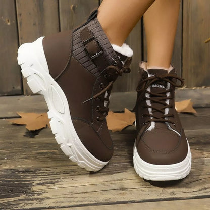 Plush Lining Lace Up Boots -