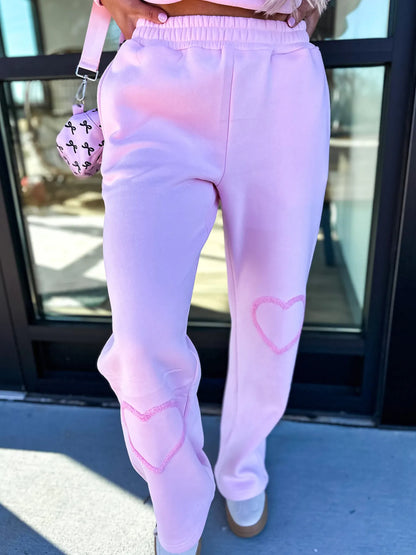 Round Neck Heart Top and Pants Set -